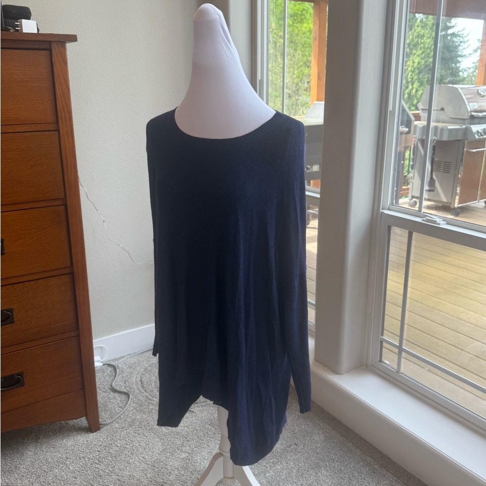 Eileen Fisher Navy Lightweight Long-Sleeve Knit Tunic